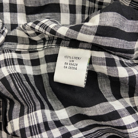 Bugatchi Uomo Blk & white plaid linen button down - Picture 6 of 7